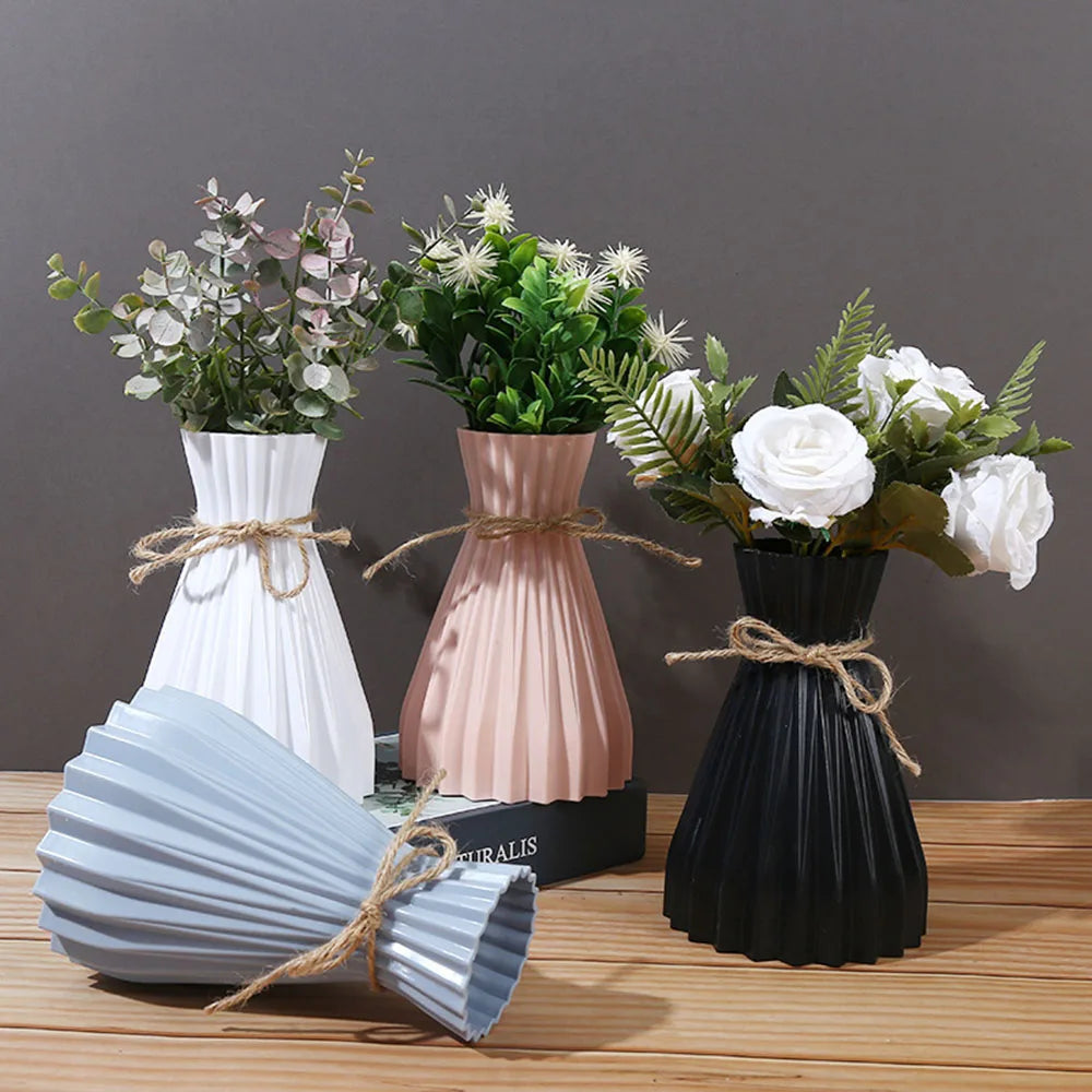 Creative Flower Vase Flower Arrangement Vase Dry Flower Bottle Plastic Flowerpot Modern Simple Waist Cinching